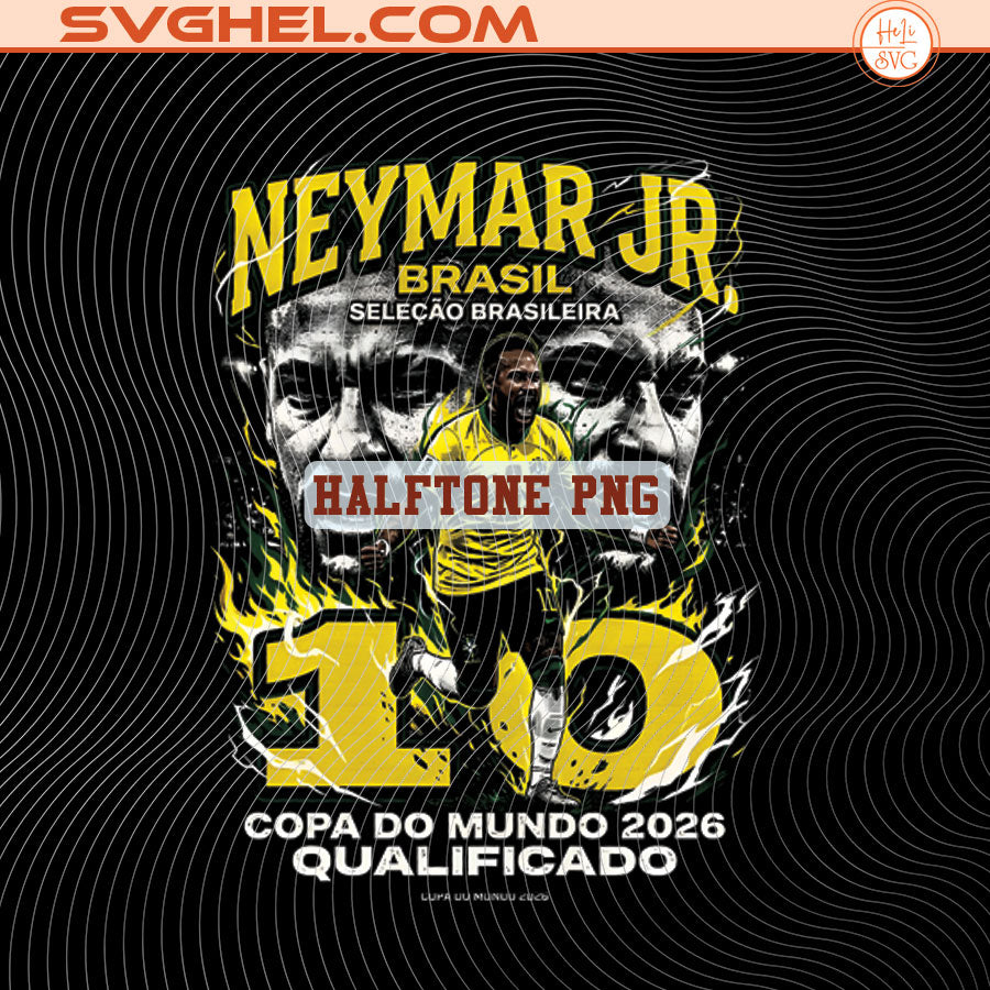 World Cup 2026 Countries PNG Bundle featuring Neymar Jr. Halftone design for Brazilian selection.