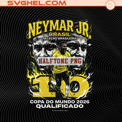 World Cup 2026 Countries PNG Bundle featuring Neymar Jr. Halftone design for Brazilian selection.