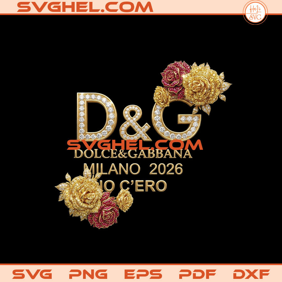World Cup 2026 PNG Bundle Soccer World Cup 2026 Png Bundle D&G logo design with floral accents featuring Dolce&Gabbana Milano 2026, styled with gold and red roses.