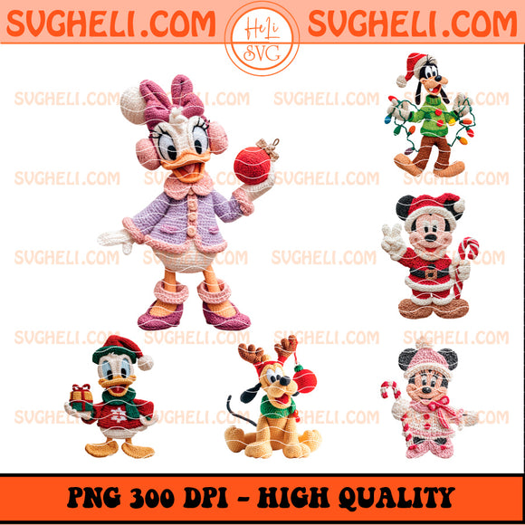 Yarn Crochet Christmas Mouse Png Bundle