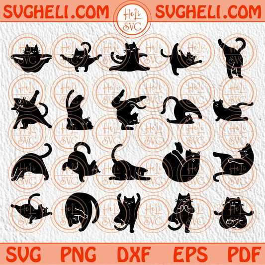 Yoga Cats Svg Bundle Cat Yoga Poses Svg Set Pose Cat Yoga Svg Cricut Png Sublimation Dxf Eps Files