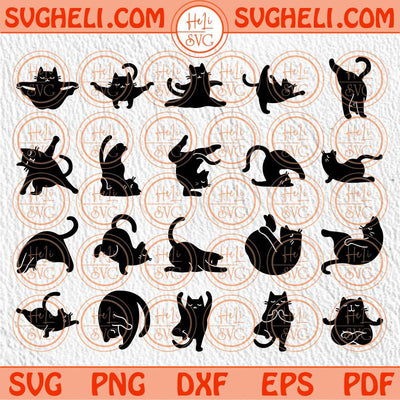 Yoga Cats Svg Bundle Cat Yoga Poses Svg Set Pose Cat Yoga Svg Cricut Png Sublimation Dxf Eps Files