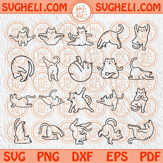 Yoga Cats Svg Set Cat Yoga Svg Bundle Funny Cat Yoga Svg for Cricut Png Sublimation Dxf Eps Files