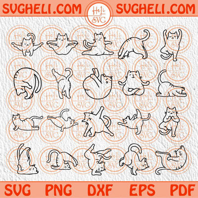 Yoga Cats Svg Set Cat Yoga Svg Bundle Funny Cat Yoga Svg for Cricut Png Sublimation Dxf Eps Files