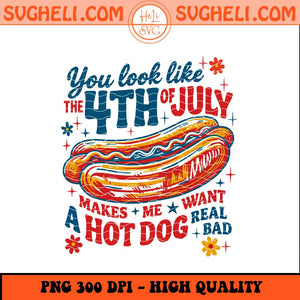 You Look Like the 4th of July Png Retro America Hot dog Png Sublimation Files