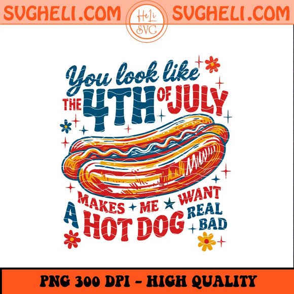 You Look Like the 4th of July Png Retro America Hot dog Png Sublimation Files