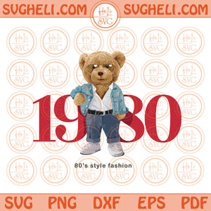 1980 Birthday Png Cool Bear 80s Style Vintage 1980 Png Sublimation Pdf Eps Files