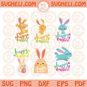 Bundle Happy Easter Svg Groovy Happy Easter Cute Bunny Svg Png Dxf Eps Files