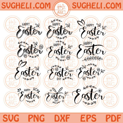 Bundle Happy Easter Svg Retro Happy Easter Hand Lettered Svg Png Dxf Eps Files