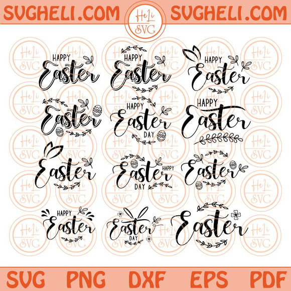 Bundle Happy Easter Svg Retro Happy Easter Hand Lettered Svg Png Dxf Eps Files