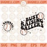 Busy Raising Ballers Svg Wavy Retro Baseball Mama Svg Png Dxf Eps Files