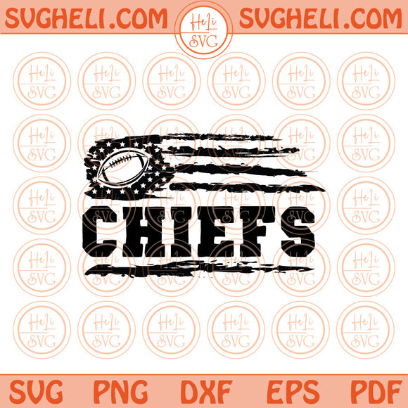 Chiefs Football Flag Svg Football Distressed American Flag Chiefs Png Dxf Pdf Eps Files