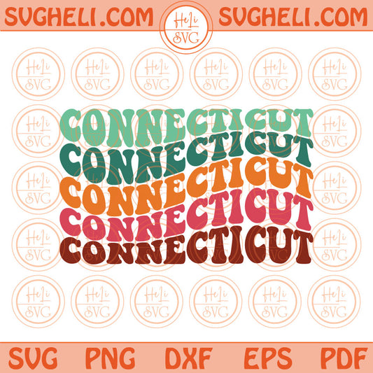 Connecticut State Svg Love Connecticut Png Wavy Stacked Connecticut Svg Png Sublimation Dxf Pdf Eps Files