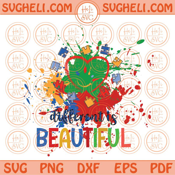 Different is Beautiful Svg Autism heart Svg Autism Awareness Svg Png Dxf Eps Files