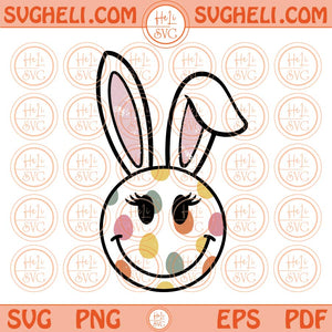 Distressed Retro Smiley Face Png Smile Easter Bunny Png Sublimation Eps Files