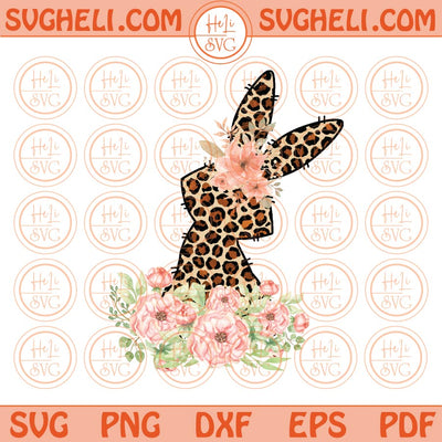 Easter Bunny Png Flowers Leopard Floral Bunny Png Sublimation Design Retro Design Svg Eps Files
