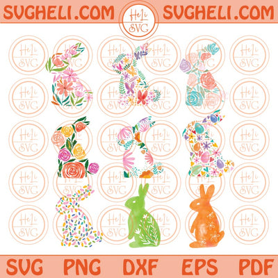 Easter Png Floral Easter Bunny Flowers Ornate Swirl Png Sublimation Bundle 9 Design Files