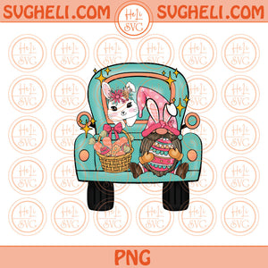 Easter Truck Png Sublimation Retro Gnome Bunny Easter Egg Basket Png File