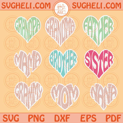 Family Heart Shaped Svg Mama Heart Family Matching Bundle Png Dxf Eps Files