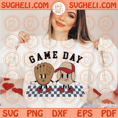 Game Day Svg Retro Baseball Characters Svg Groovy Baseball Svg Png Dxf Eps Files Dxf Eps Files