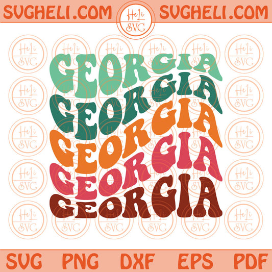 Georgia State Svg Love Georgia Png Wavy Stacked Georgia Svg Png Dxf Eps Files