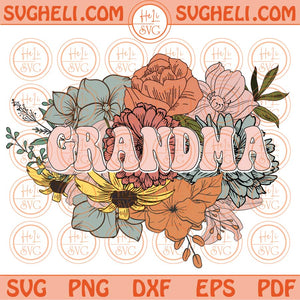 Grandma Floral Png Sublimation Mothers Day Retro Grandma Flower Svg Png Eps Files