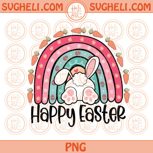 Happy Easter Bunny Png Sublimation Retro Carot Easter Rainbow Png