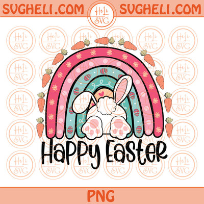 Happy Easter Bunny Png Sublimation Retro Carot Easter Rainbow Png