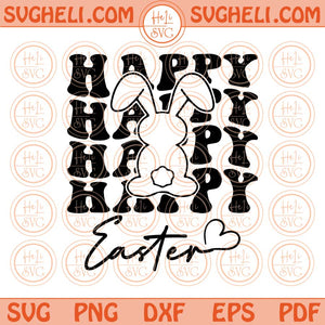 Happy Easter Bunny Svg Rabbit Wavy Retro Happy Easter Svg Png Dxf Eps Files