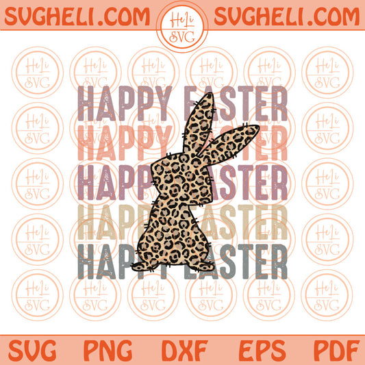 Happy Easter Leopad Bunny Svg Retro Leopard Easter Png Sublimation Svg Dxf Pdf Eps Files