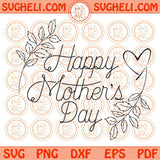 Happy Mothers Day Svg Retro Floral Heart Happy Mother's Day Svg Png Dxf Eps Files Dxf Eps Files