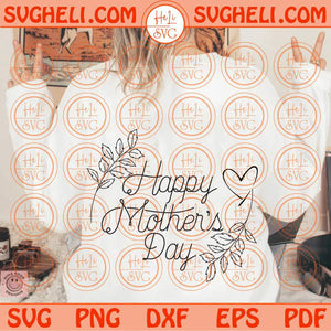 Happy Mothers Day Svg Retro Floral Heart Happy Mother's Day Svg Png Dxf Eps Files Dxf Eps Files