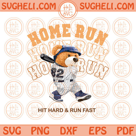 Home Run Png Baseball Bear Hit Hard Run Fast Png Sublimation Pdf Eps Files