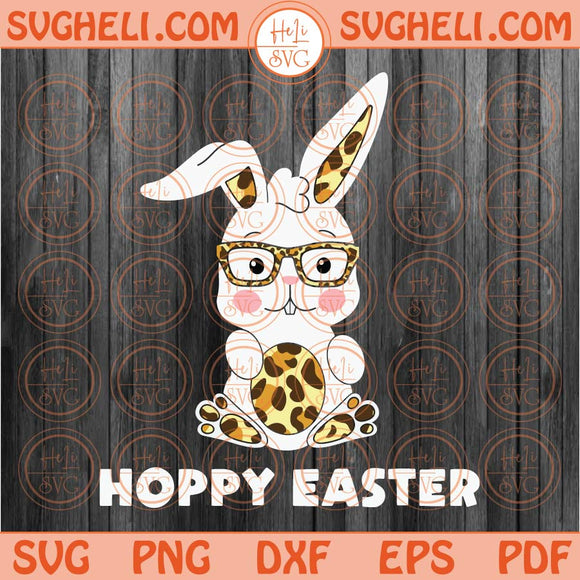 Hoppy Easter Svg Leopard Bunny Easter Svg Cute Rabbit Glasses Svg Png Dxf Eps Files