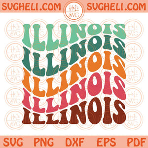 Illinois State Svg Love Illinois Png Wavy Stacked Illinois Svg Png Dxf Eps Files