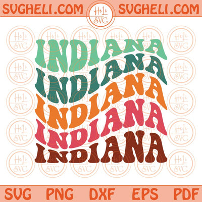 Indiana State Svg Love Indiana Png Wavy Stacked Indiana Svg Png Dxf Eps Files