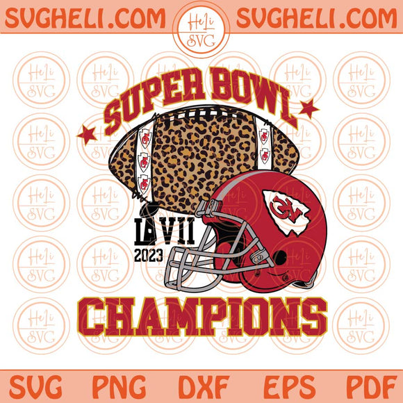 Kansas City 2023 LVII Champions Svg Leopard Football Chiefs Svg Png Dxf Eps Files