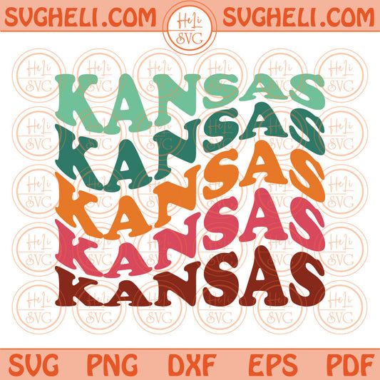 Kansas State Svg Love Kansas Png Wavy Stacked Kansas Svg Dxf Eps Files