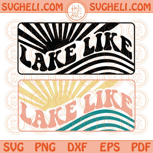 Lake Life Svg Retro Sunset Lake Svg Lake Life Png Summer Svg Png Dxf Eps Files