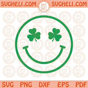 Lucky Smiley Face Svg St Patricks Shamrock Smiley Clover Smiley Svg Png Dxf Eps Files