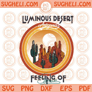 Luminous Desert Svg Retro Feeling of Sunrise Arizona Png Sublimation Design Eps Files