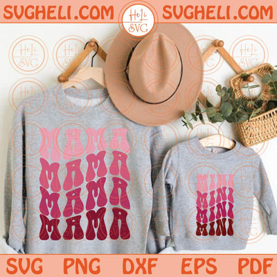 Mama and Mini Svg Retro Mama Svg Mom and Daughter Matching Svg Png Dxf Eps Files