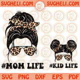 Mom Life Kid Life Svg Leopard Momlife Svg Mom and Daughter Svg Png Dxf Eps Files