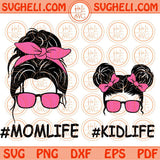 Mom Life Kid Life Svg Messy Bun Momlife Svg Mom and Daughter Svg Png Dxf Eps Files