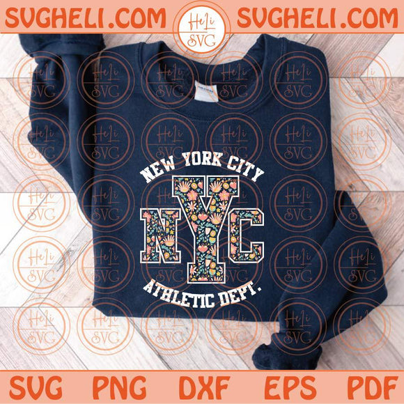 New York City Athletic Dept Svg Retro Groovy Flower NYC Svg Png Dxf Eps Files