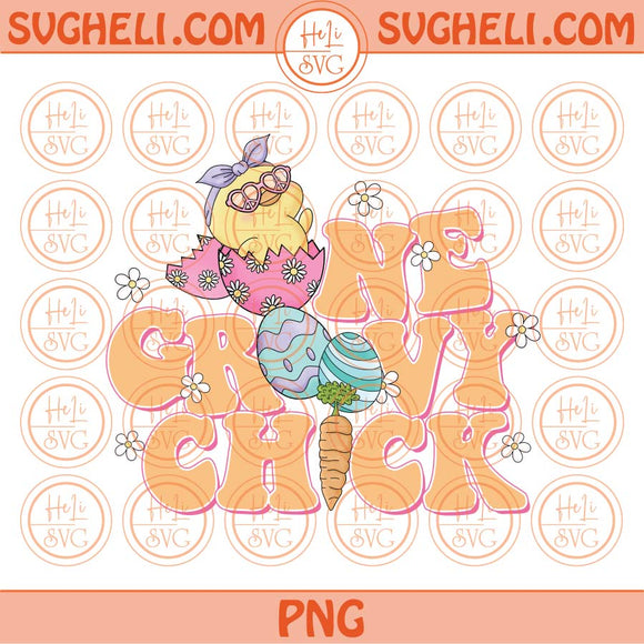 One Groovy Chick Png Retro Easter Eggs Day Chick Png Sublimation Eps Files