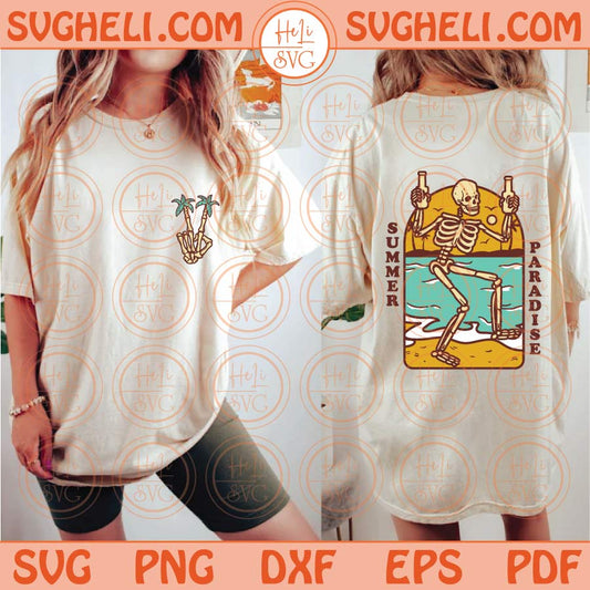 Peace Skeleton Svg Summer Paradise Svg Funny Skeleton Summer Svg Png Dxf Eps Files