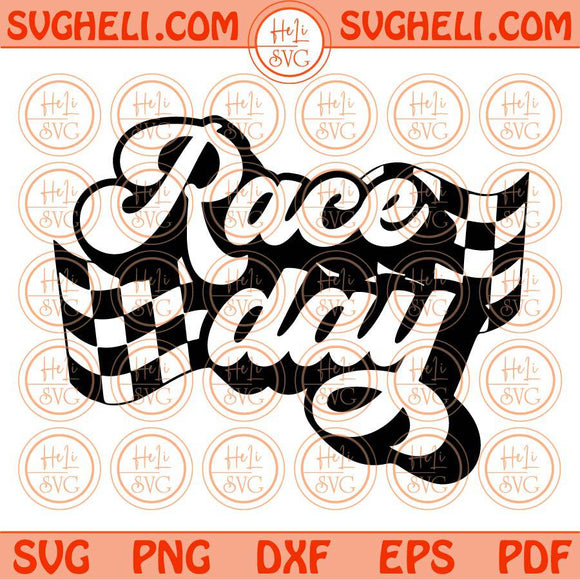 Race Day Svg Checkered Flag Race Day Svg Retro Racing Mom Svg Png Dxf Eps Files Dxf Eps Files