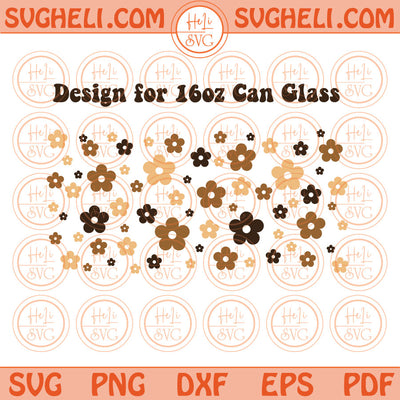 Retro Daisy Flower Svg beer can glass 16 oz Boho Daisy Flowers Png Sublimation Dxf Pdf Eps Files