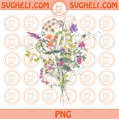 Retro Wildflowers png Sublimation Design Vintage Wildflower Png Eps Files